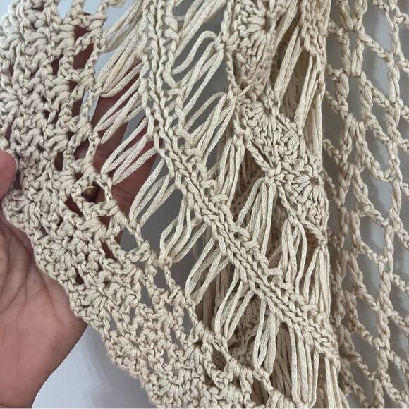 Double Zero Crochet Open Knit Cascade Vest Cardigan Medium Boho Sweater Top Y2K - Picture 6 of 11